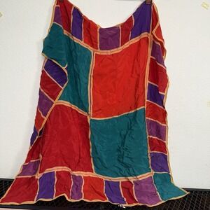 Liz Claiborne Vintage Color Block Scarf Red Teal Purple Gold Square 28" 80's90's